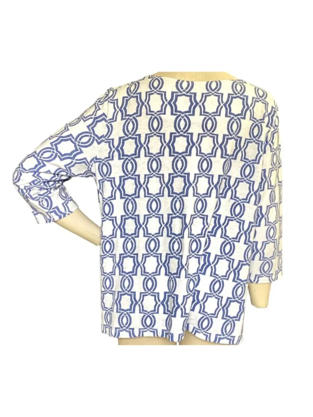 Chico’s Graphic Geo Cotton Slub Top Sz 3‎ (XL/16) #163H